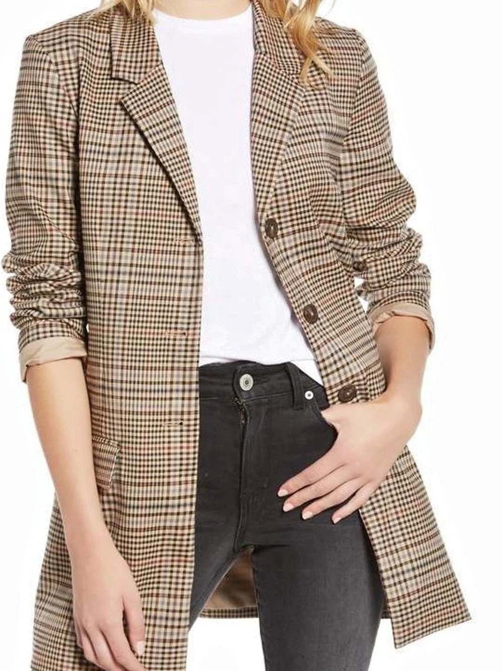 BB DAKOTA Houndstooth Blazer Brown & Black Small Like New